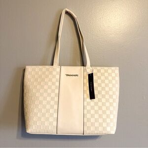 Tahari Delta Shopper Tote Bag Bone Checkered NWT Large Shoulder Bag